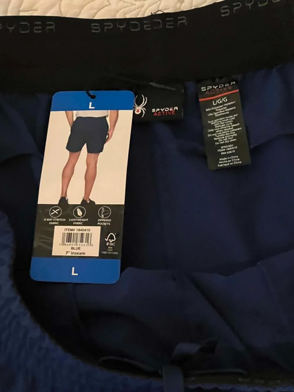 NWT Spyder Active Performance Shorts Blue Men's L